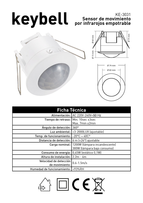 FICHA SENSOR EMPOTRAR KE-3031